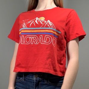 Bright red Colorado print tee